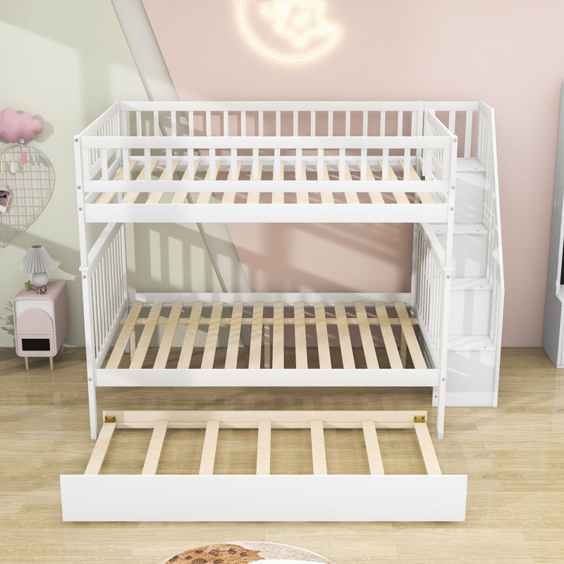 Igon Kids Full Over Full Bunk Bed with Trundle, White