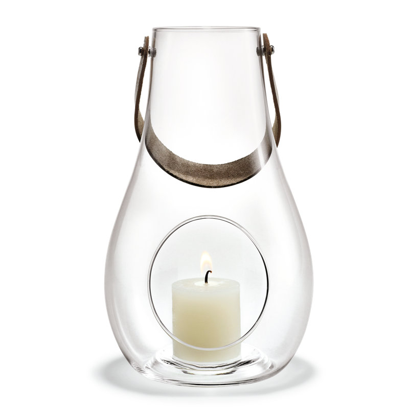 Glass Tabletop Lantern, 9.8" H x 6.1" W x 6.1" D, Clear