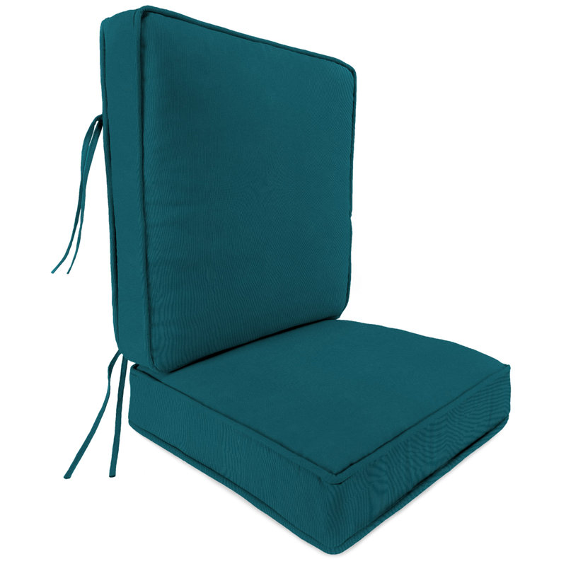 22" x 45" Outdoor Deep Seat Cushion Set with Ties, Canvas Teal