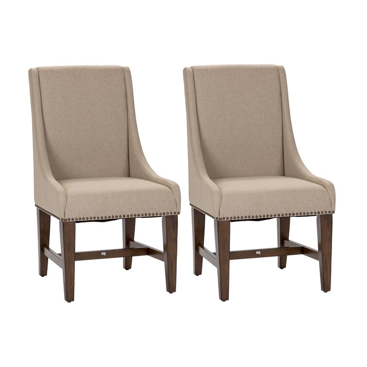 Barlow Linen Upholstered Dining Chair in Light Cream/Biege