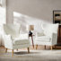 Caden 28.5" W Modern Boucle Wingback Armchair With Solid Wood Legs