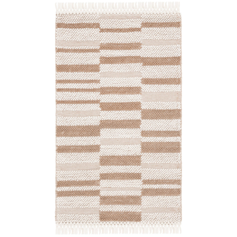 Charvik Machine Made Area Rug in Ivory/Light Brown, Rectangle 3' x 5'
