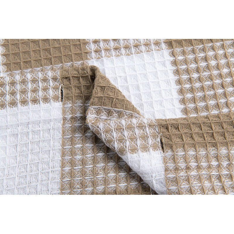 Cotton Checkered Shower Curtain, Coffee
