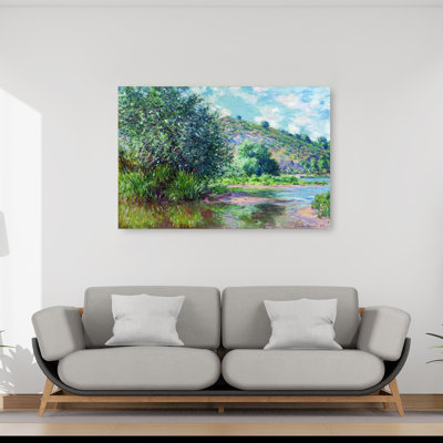 Paysage A Port-Villez 1885 Classic Abstract Contemporary Mountain Spring Wall Art Print by Claude Monet - 1 Piece Wrapped Canvas Wall Art