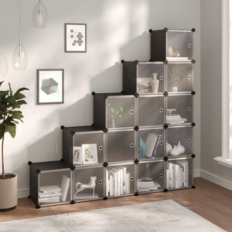 Rebrilliant Plastic Decorative Bin, Black/Clear, 153.5cm H x 155cm W x 32cm D