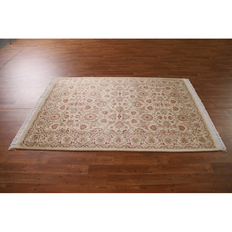 Tapis unique en laine ivoire 4 pi 2 po x 6 pi 2 po One Age of a Kind Ziegler
