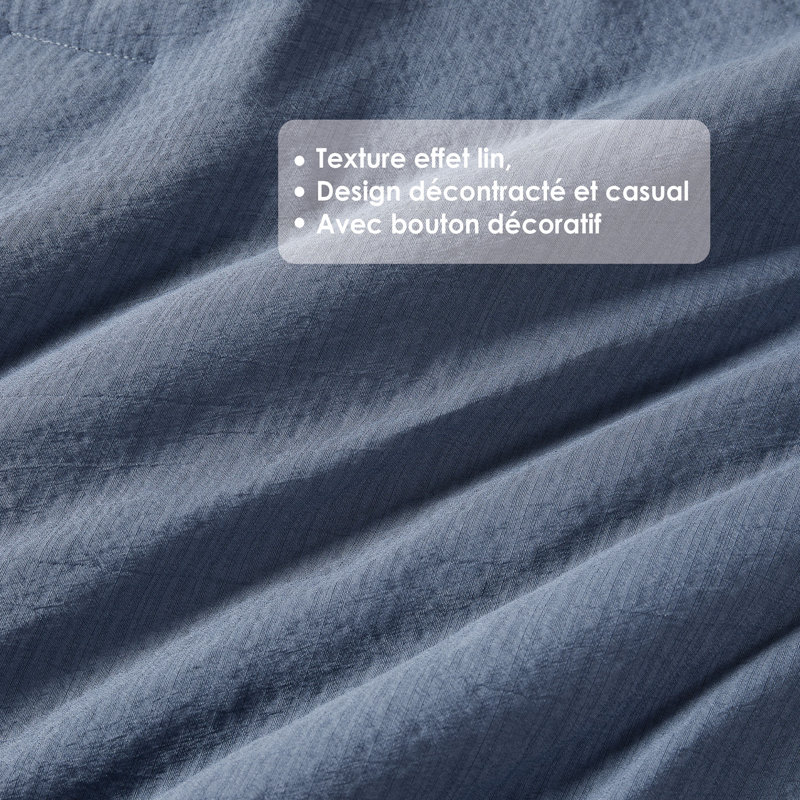 Ensemble d'édredon réversible texturé 3 pièces Lina, Double/Grand, 3, Chambray