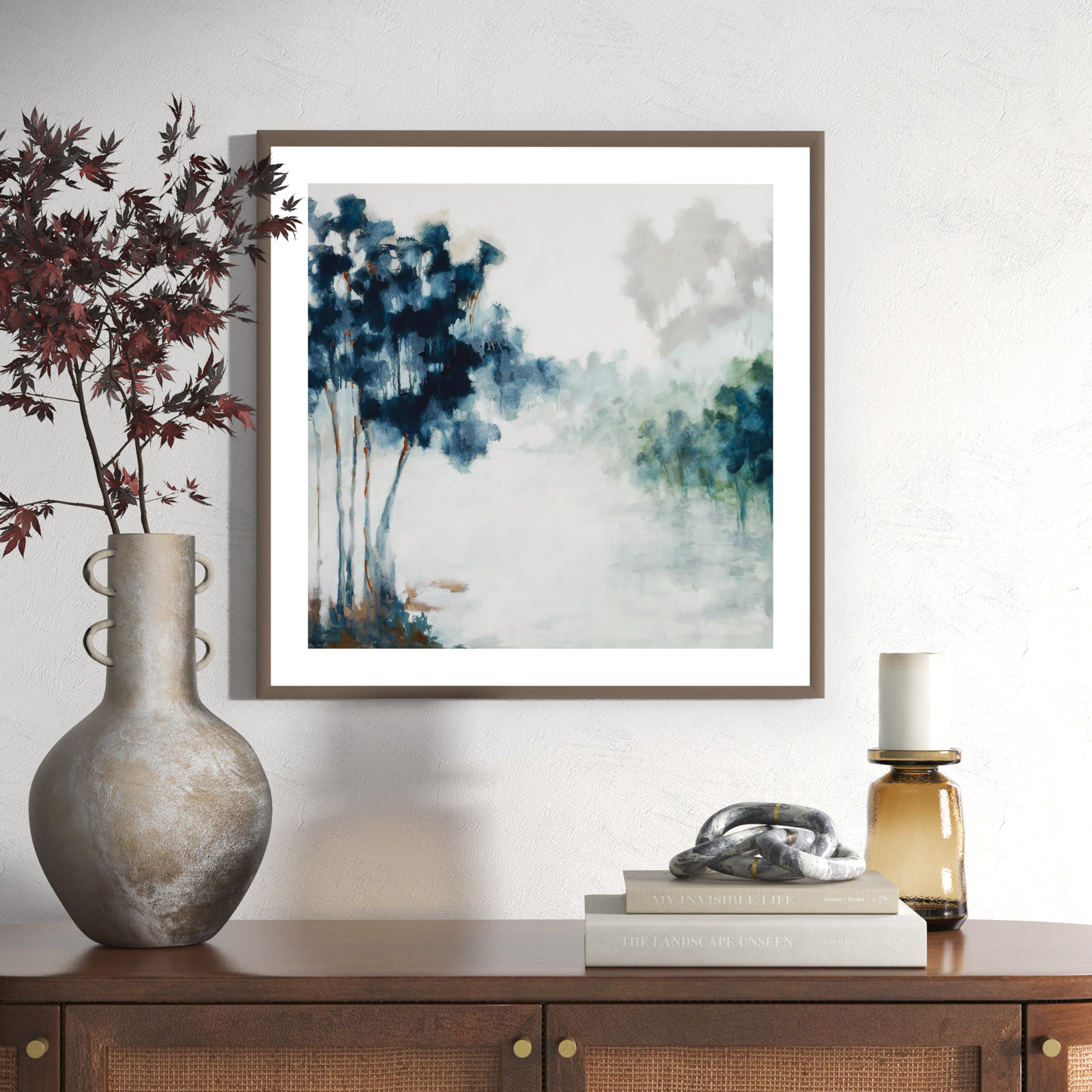 Soft Winter Light by Jacqueline Ellens, Gray Framed Paper, 25" H x 25" W