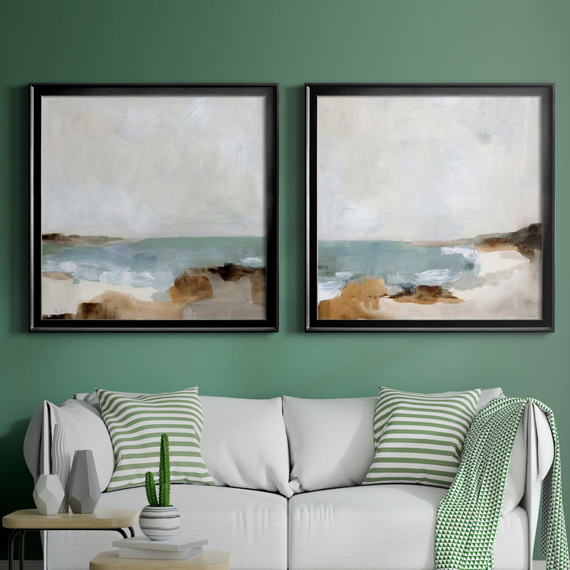 Ocean Sigh I Ocean Sigh I - ensemble de 2 cadres photo, H 34,5 po x l 69 po x P 1,5 po, Toile avec cadre noir, Pas de tapis