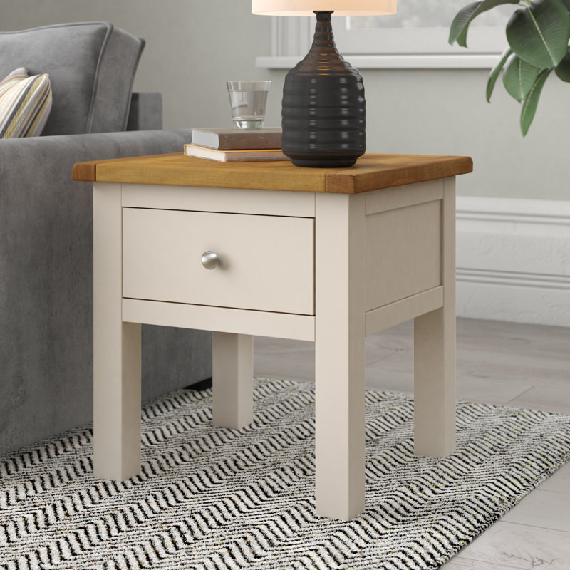 End Table, Natural/White/Silver