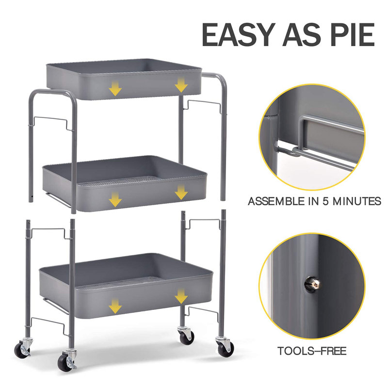 79cm H x 44cm W Utility Cart, Grey