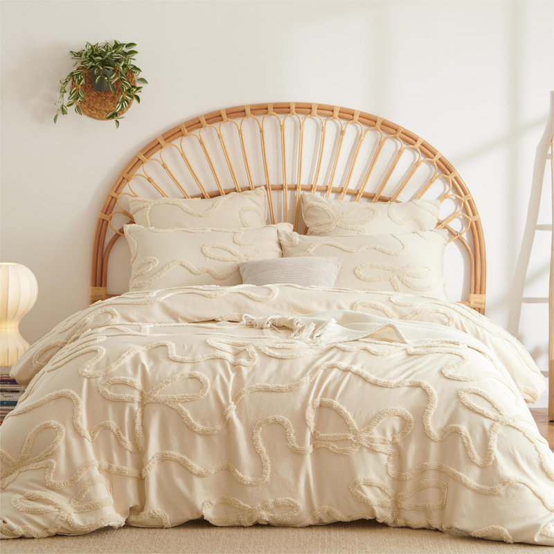 Ensemble de literie en microfibre délavée de style princesse, Housse de couette pour lit simple + 1 taie d'oreil