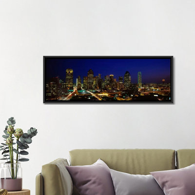 " Buildings In A City Lit Up At Night, Dallas, Texas "