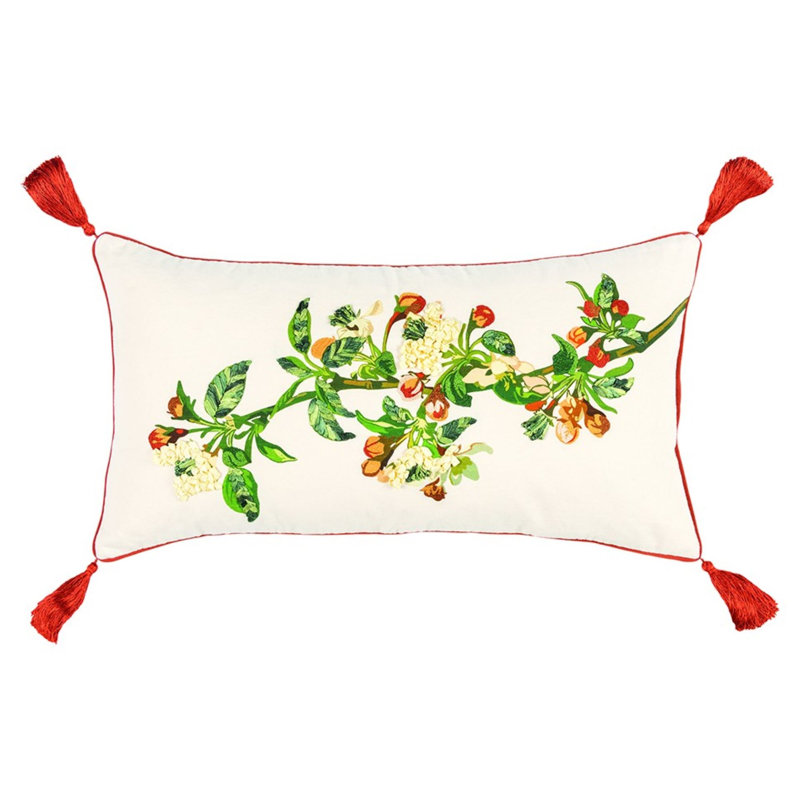 Coussin lombaire blanc et rouge