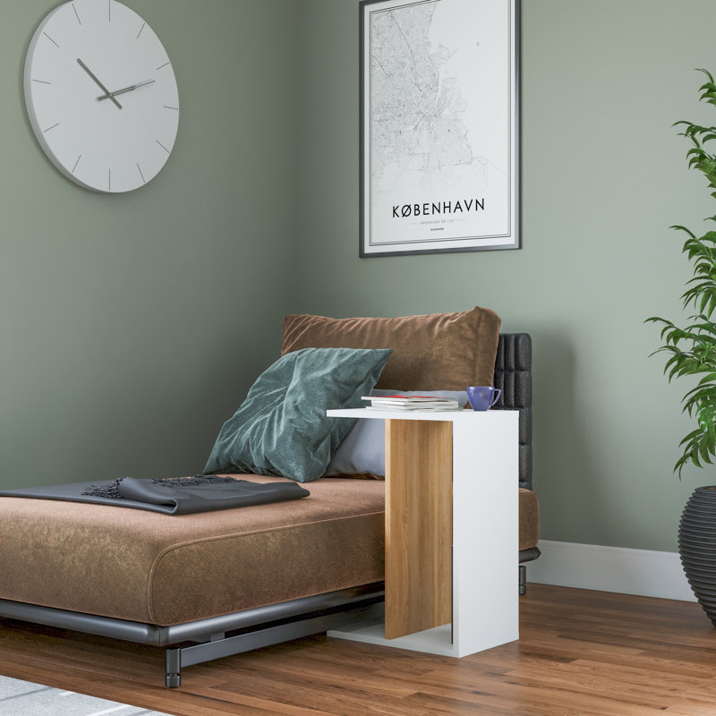 Najni End Table, White/Oak
