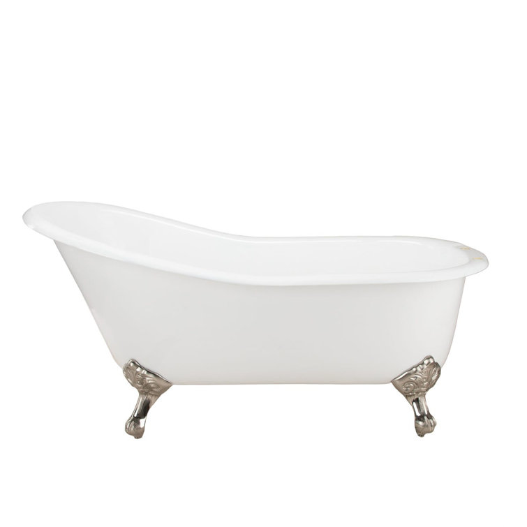 54'' x 30'' Freestanding Soaking Cast Iron Bathtub with Faucet