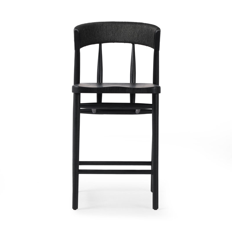 Buxton Solid Wood Bar Stool, Black, Counter Stool (26" Seat Height)