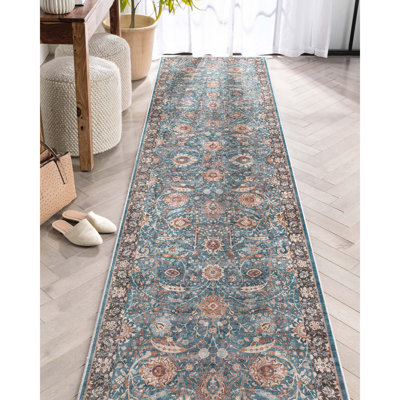  Tapis bleu sarcelle à tissage plat Asha Liana