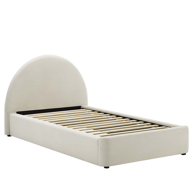 Resort Performance Velvet Arched Round Platform Bed, Twin, Alabaster