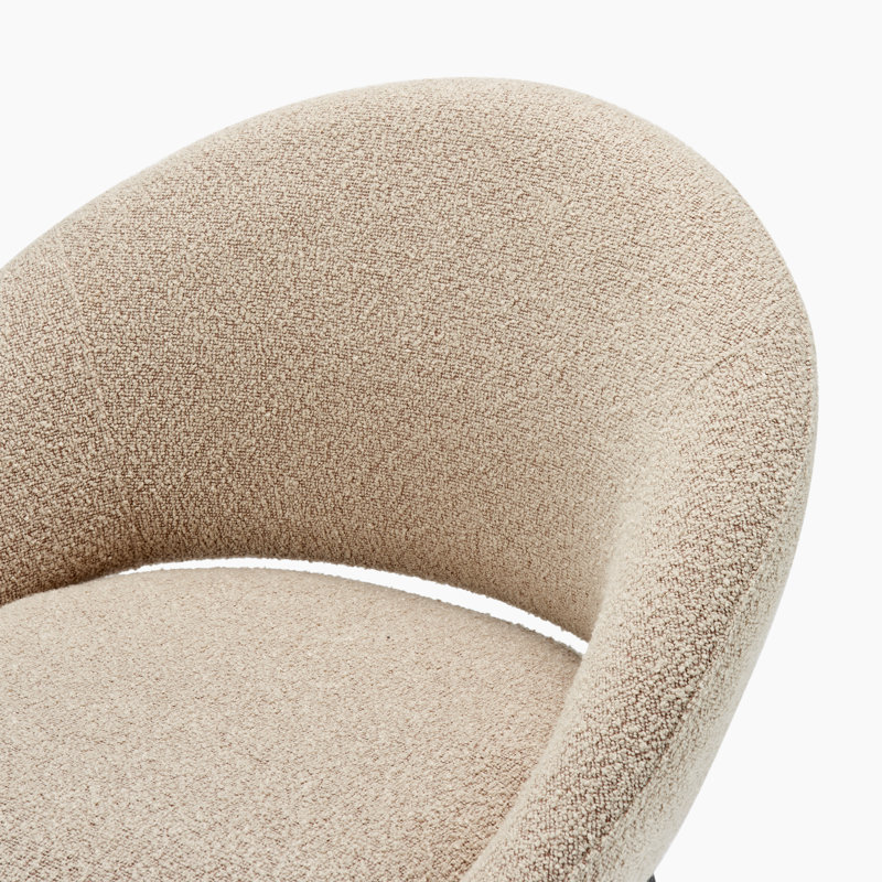 Biaca Luxury Fabric Upholstered Dining Chairs - Curved Cocoon Design, Beige