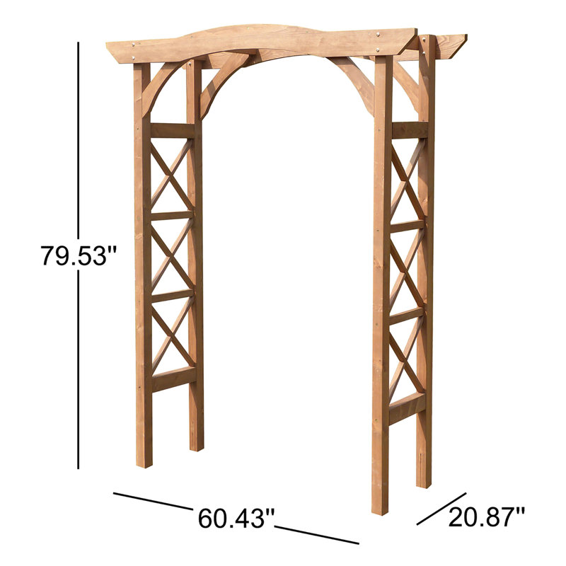 Lachezar 60.43'' W x 20.87'' D Solid Wood Arbor in Natural