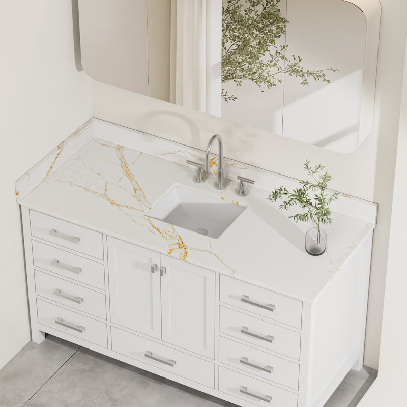 Crédence latérale de meuble-lavabo en quartz de 21,25 po avec veinage doré