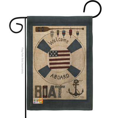 En toile jute à bord nautique à 2 côtés 19 po x l 13 po drapeau de jardin