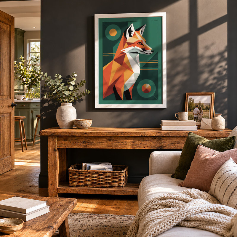 Fox Geometric - Print, A3 - 42.0 x 29.7 cm, White
