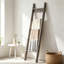 Échelle à couvertures en bois avec crochets, tablette murale peu encombrante pour salon, chambre, balcon, style rustique.