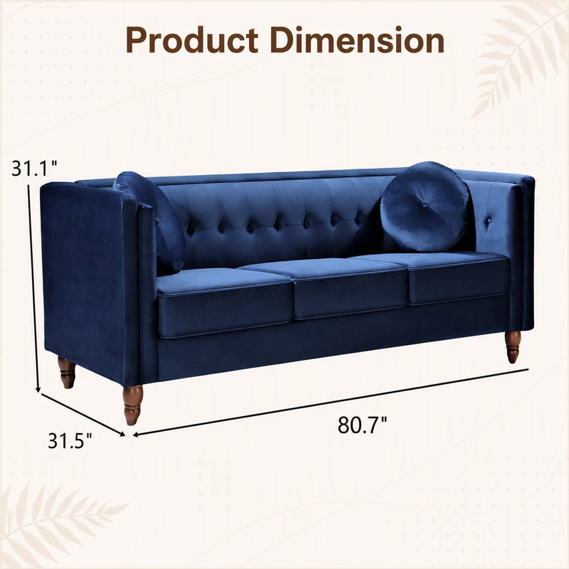 Canapé classique avec revêtement en velours froissé, Deep Blue Velvet