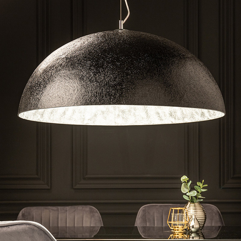 Joline 1 - Light Single Pendant, 30cm H x 30cm W x 70cm D, Black/Silver