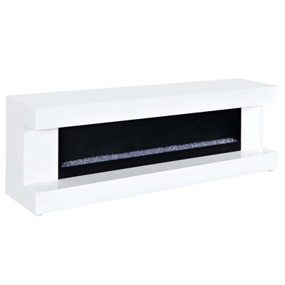 Meuble télé élégant avec foyer et console de visualisation avec flamme et haut-parleur Bluetooth