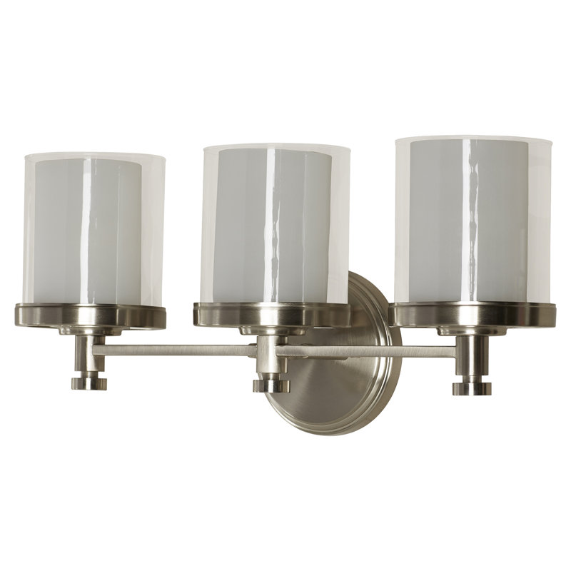 Tussey 3 - Light Dimmable Vanity Light, Brushed Nickel/Clear Outer with Frosted Inner