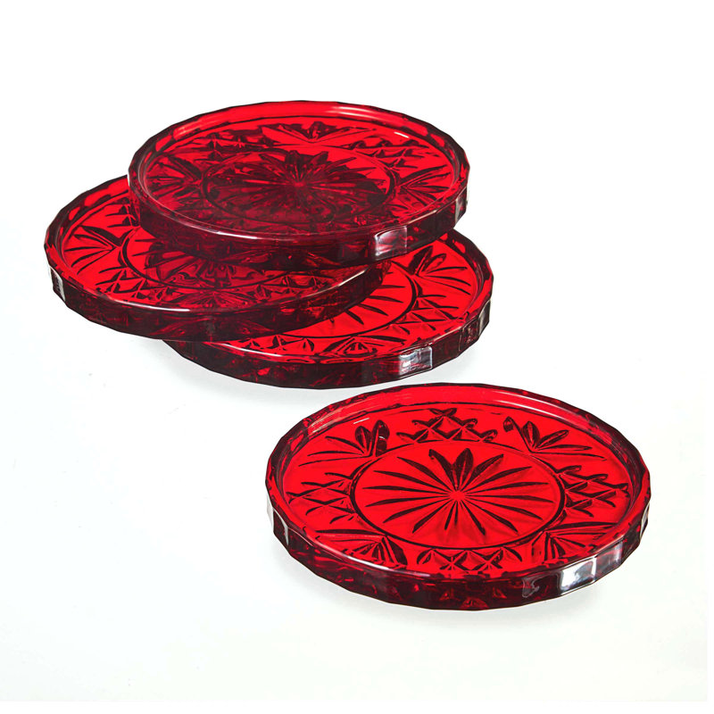 Dublin Crystal Red Coaster Set