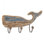 Grand crochet mural triple baleine rustique