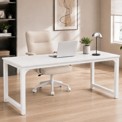 Bureau d'ordinateur blanc de 70,8 pouces