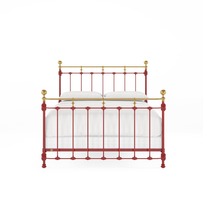 152 Excelsior Bed | Complete Bowed Foot, King, Gloss Red/Antique Gold