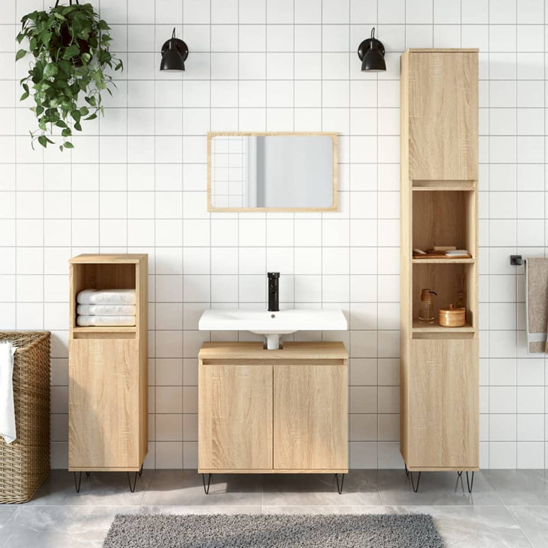Obadiah Floor Mounted Bathroom Cabinet, Sonoma Oak