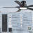 52" Black Low Profile Flush Mount Ceiling Fan With RGB Ring Light-690309518