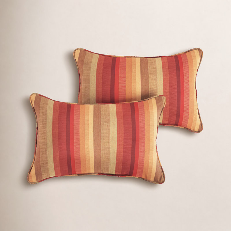 Boynton Striped Sunbrella® Outdoor Reversible Throw Pillow, 16" H x 26" W, Astoria Sunset Sunbrella®