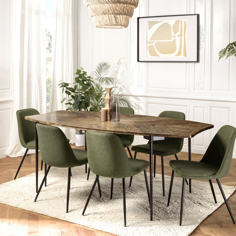 Grenville Solid Wood Top Metal Base Dining Table