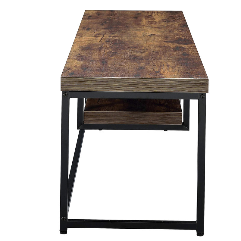 Weathered oak and black 1-tier TV stand