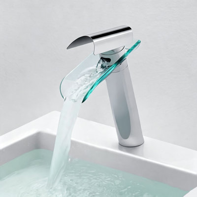 Waterfall Vessel Single-hole Single-handle Bathroom Faucet