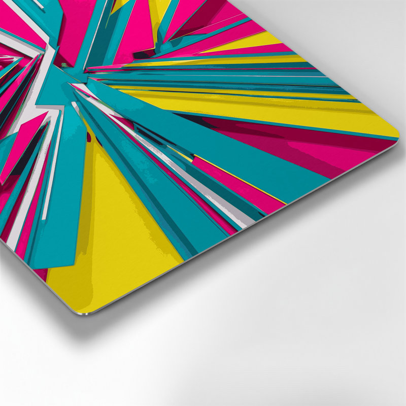 «Geometric Abstraction 82», art mural en métal rose, H 11 po x l 14 po