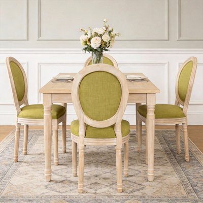 Ensemble de 2 chaises de salle à manger de style campagne française, chaises rembourrées à dossier arrondi, pour salon, cuisine, restaurant, vertes