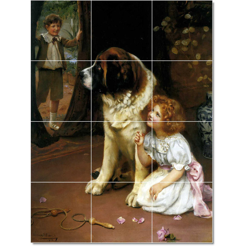 Carreau de céramique décorative 36 po x 48 po 12 po x 12 po, Arthur John Elsley animal W22361
