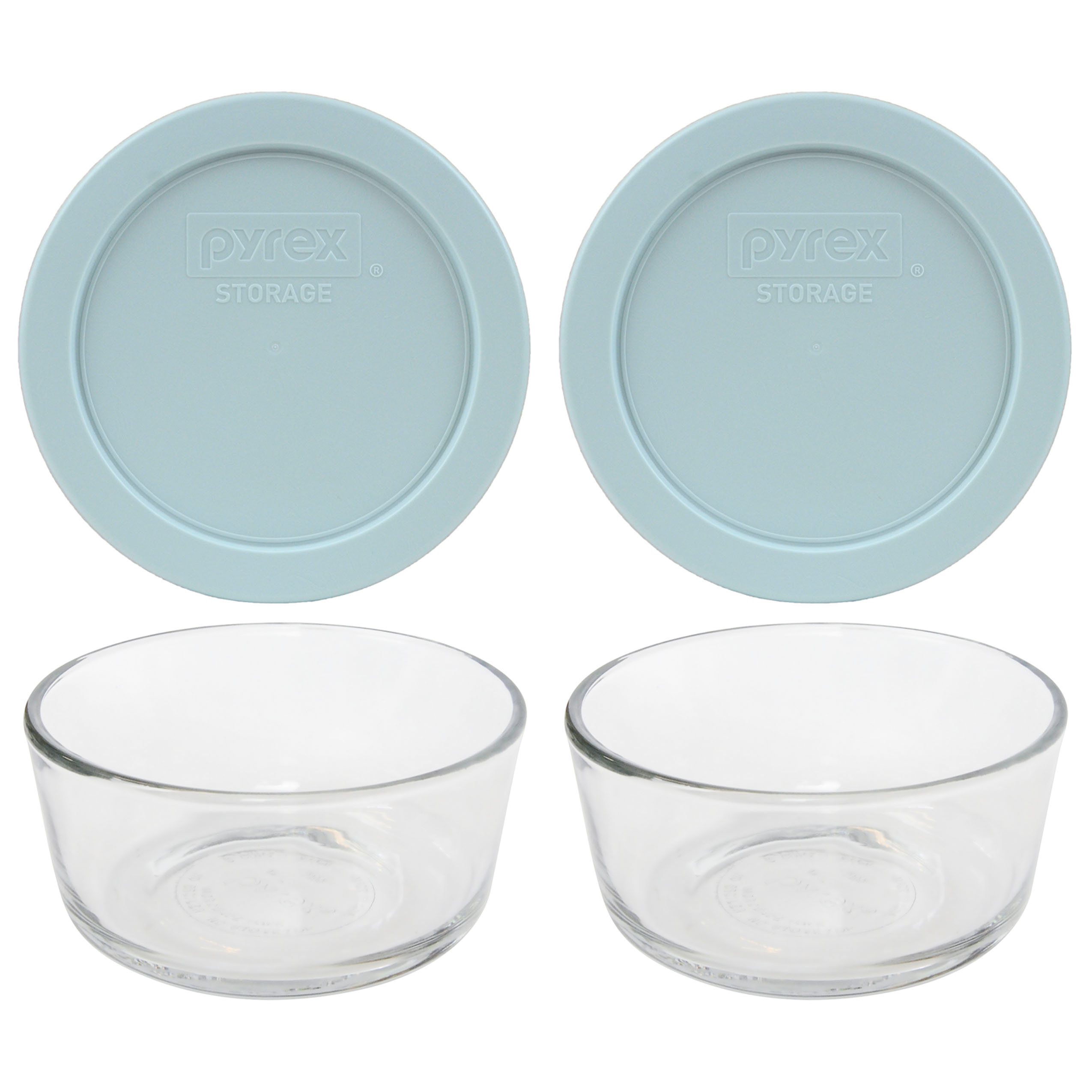 Pyrex 7202 1-Cup Clear Round Glass Food Storage Bowl and 7202-PC Plum Purple Plastic Lid (6-pack)