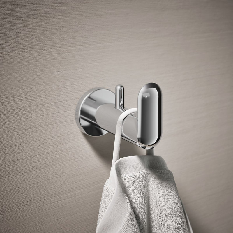 Kumin Wall Mounted Robe Hook, Polished Chrome