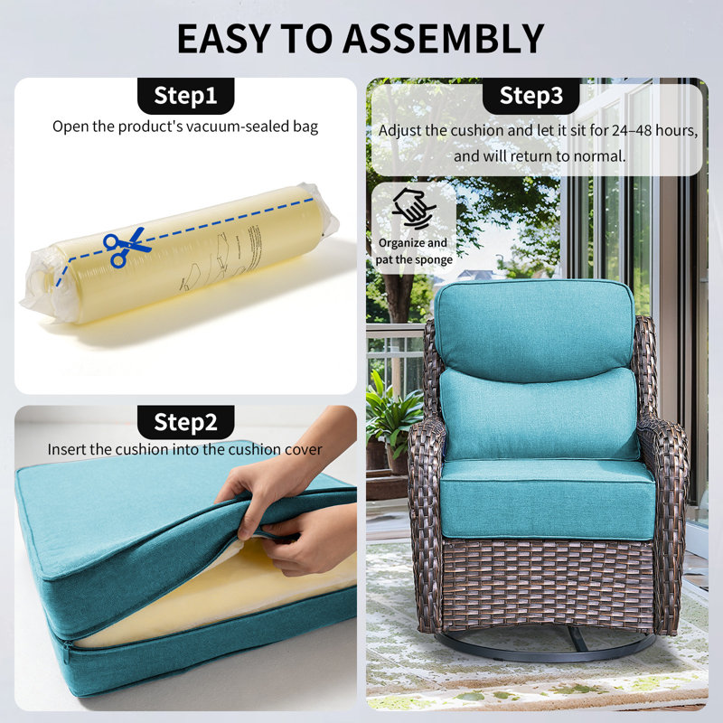Smishape Outdoor Cushion Set, 6 Inch Deep Seat Patio Furniture Cushions With Removable Cover,Replacement Patio Cushion Set For Chair,Sofa,Loveseat