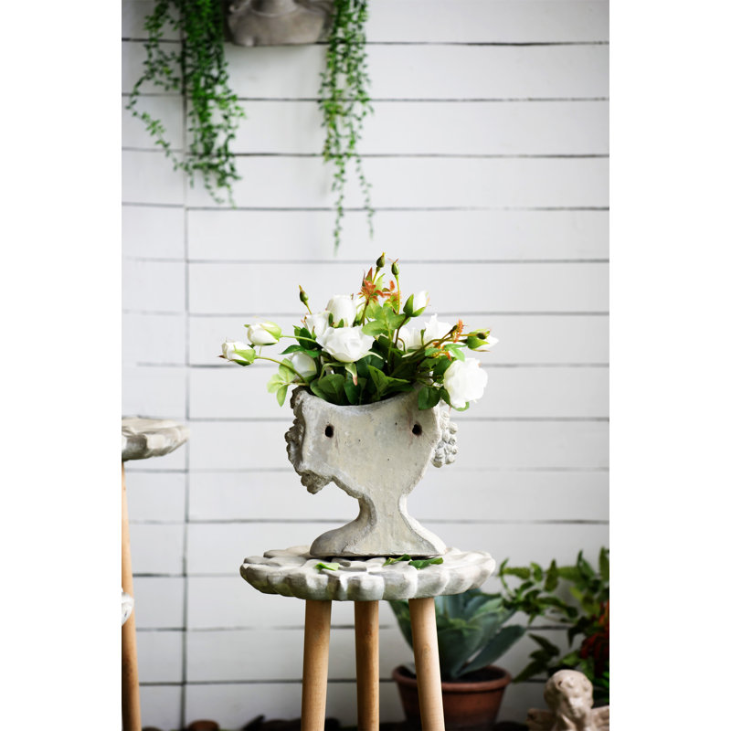 Cement Bust Wall Planter - Indoor Outdoor Home Garden Decor